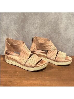 Eileen Fisher Blush Pink Leather Perforated Tan Sandals size 6